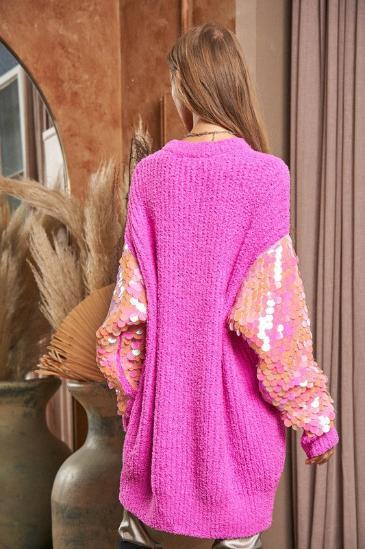 TAMMY Sequin Sleeve Tunic Sweater