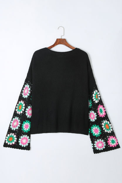 CRISTA Crochet Bell Sleeve Sweater