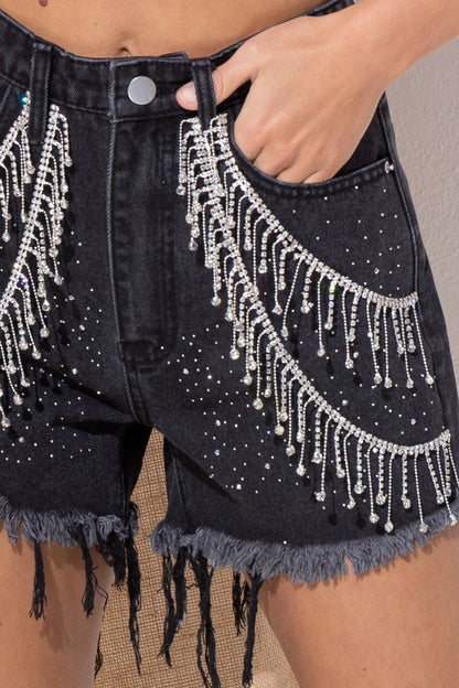 JEN Rhinestone Fringe Shorts