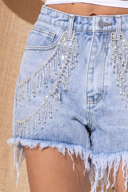 JEN Rhinestone Fringe Shorts