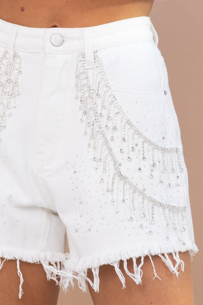 JEN Rhinestone Fringe Shorts