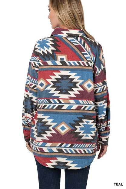 BROOKE Brushed Aztec Oversized Shacket