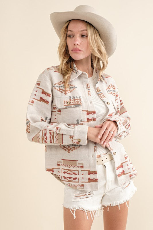 JACKY Jacquard Aztec Shirt Jacket