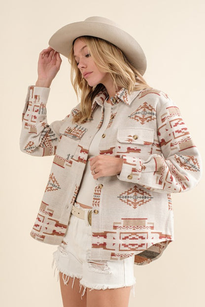 JACKY Jacquard Aztec Shirt Jacket