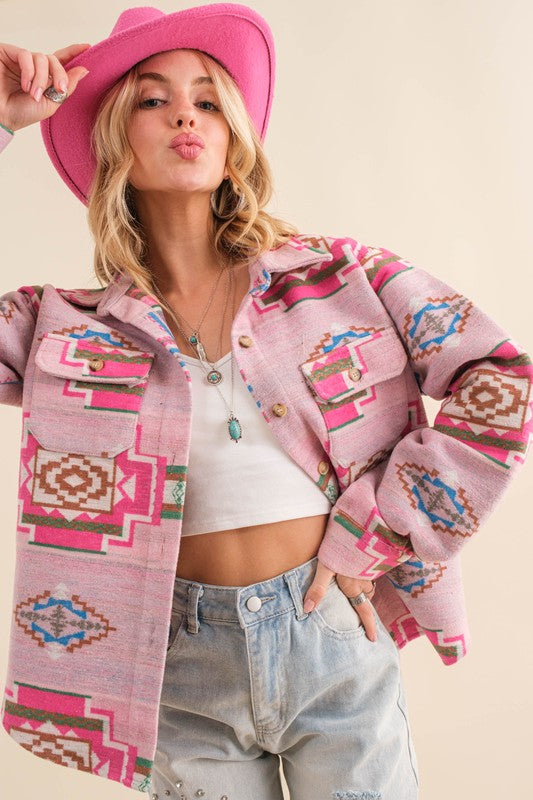 JACKY Jacquard Aztec Shirt Jacket