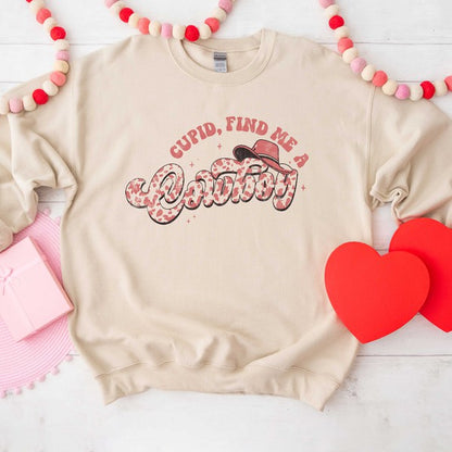 Cupid Find Me A Cowboy Graphic Sweatshirt