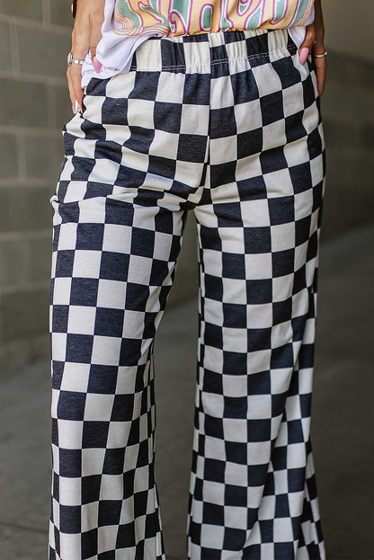 CHELSEA Checkered High Waisted Wide Leg Pants