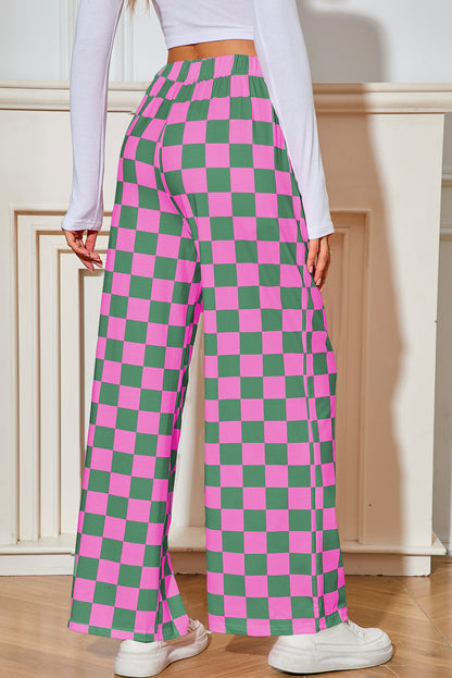 CHELSEA Checkered High Waisted Wide Leg Pants