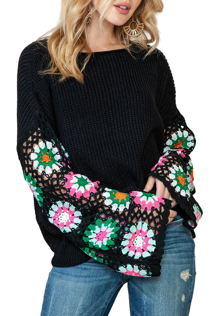 CRISTA Crochet Bell Sleeve Sweater