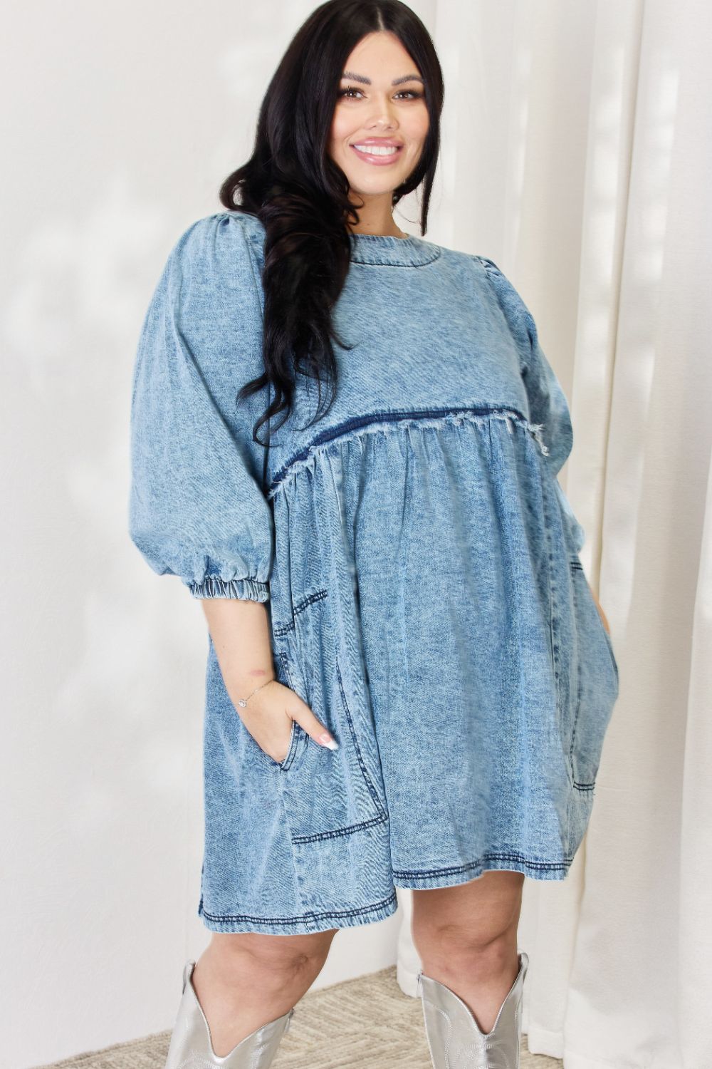 OLIVIA Oversized Denim Babydoll Dress