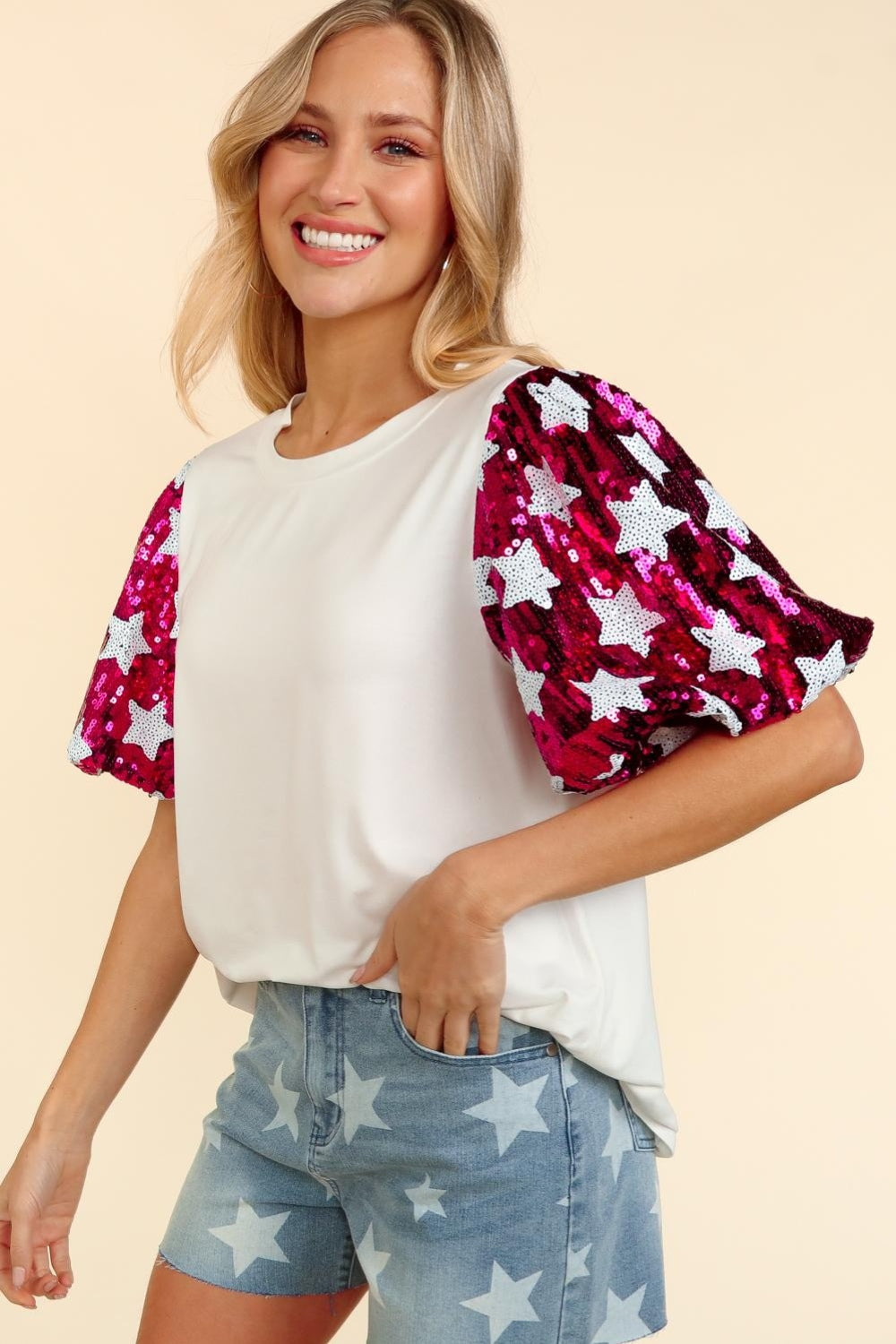 STELLA Star Sequin Bubble Top