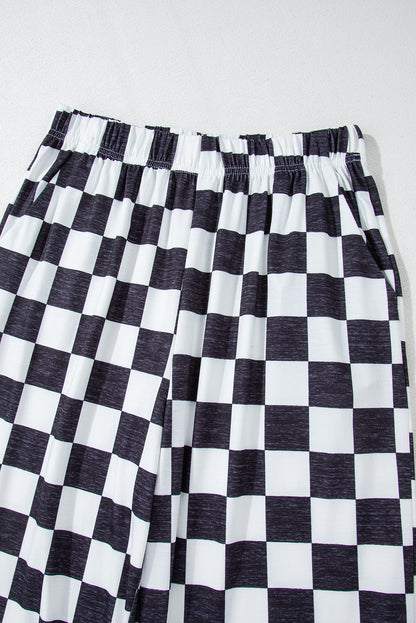 CHELSEA Checkered High Waisted Wide Leg Pants