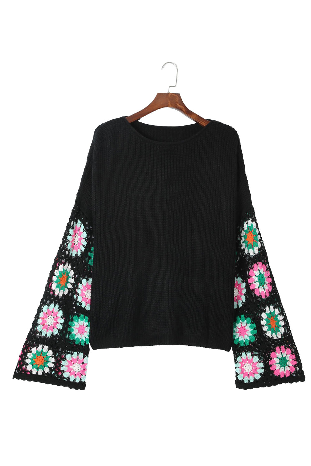 CRISTA Crochet Bell Sleeve Sweater