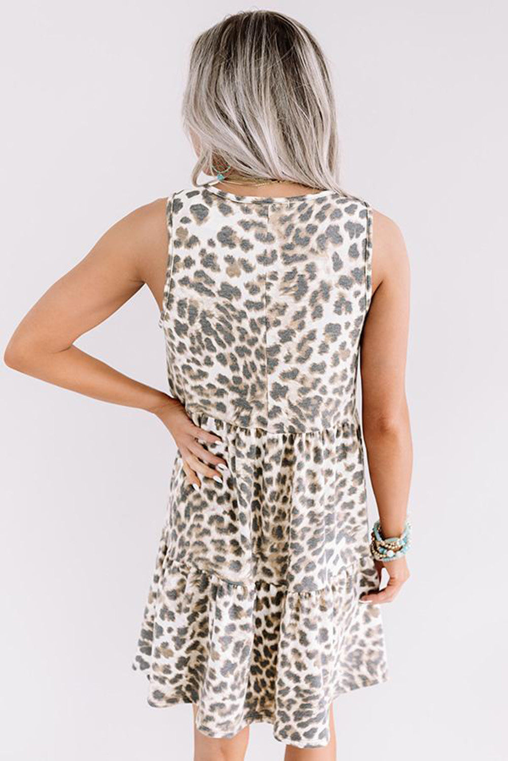 LEONA LEOPARD LAYERED TANK DRESS