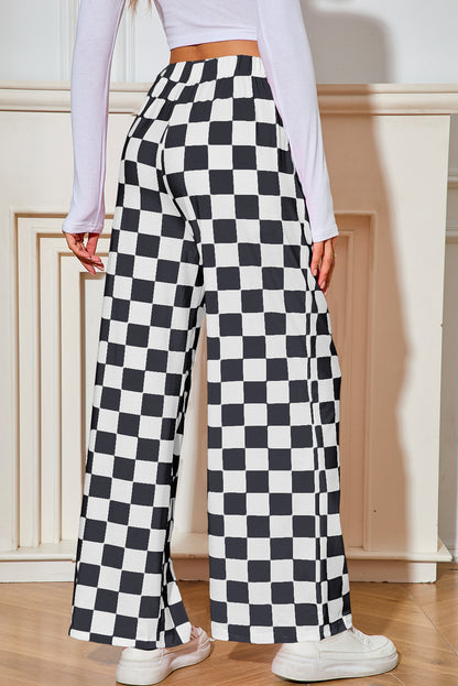 CHELSEA Checkered High Waisted Wide Leg Pants