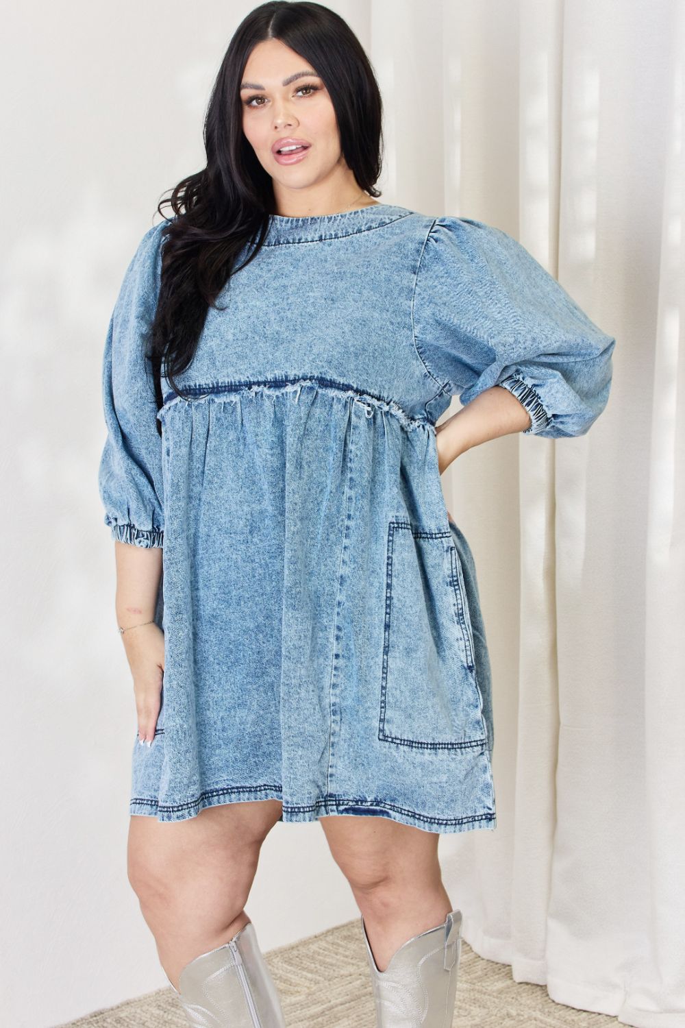 OLIVIA Oversized Denim Babydoll Dress