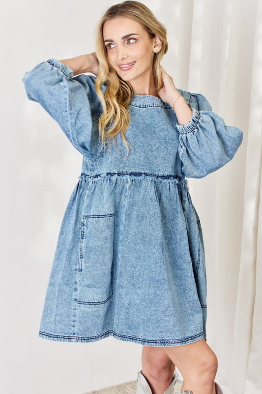 OLIVIA Oversized Denim Babydoll Dress