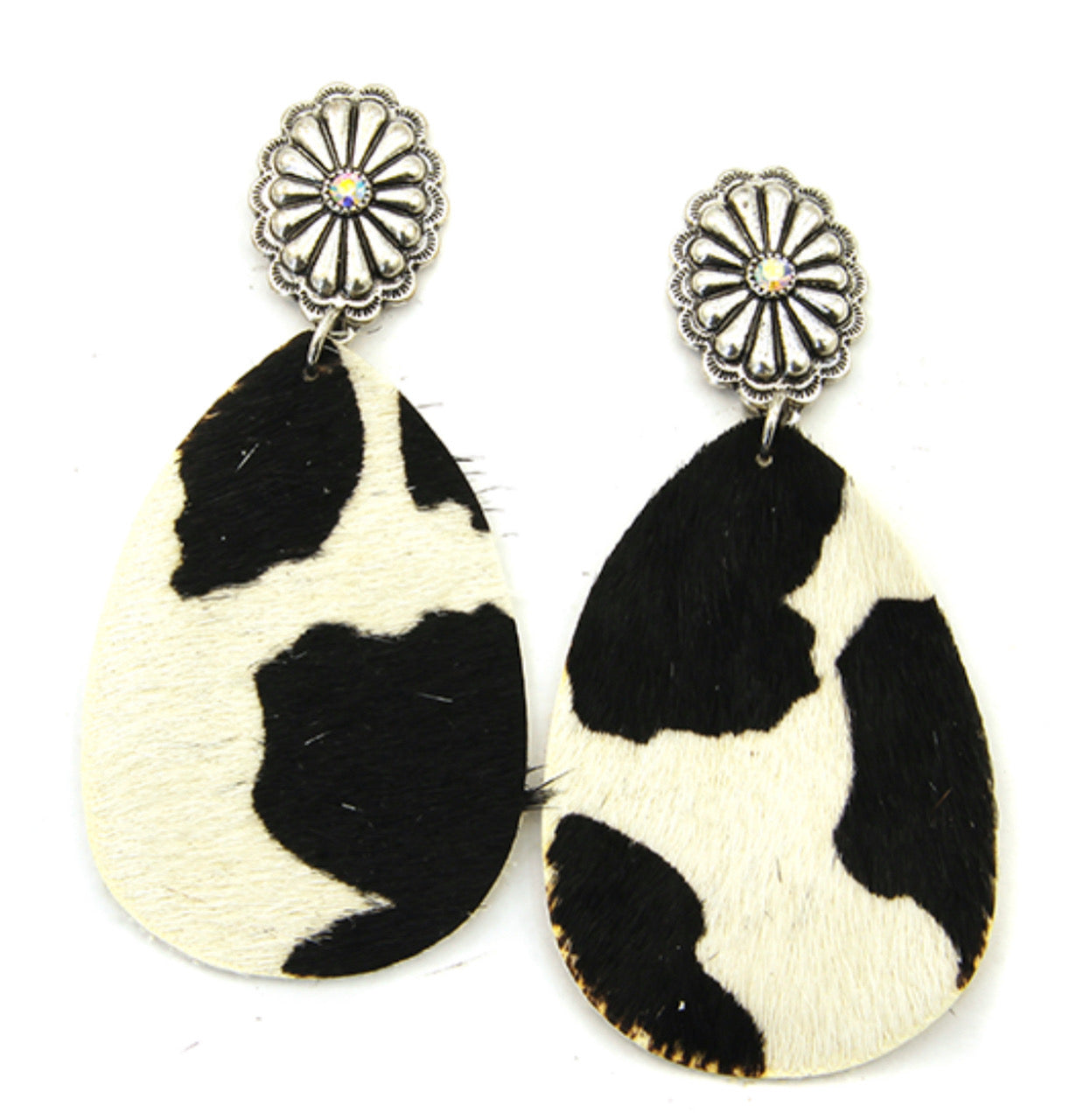 CANDACE Cowhide Tear Drop Earrings