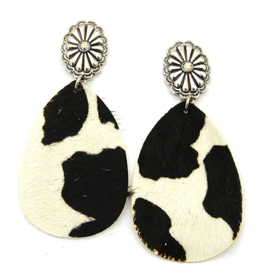 CANDACE Cowhide Tear Drop Earrings