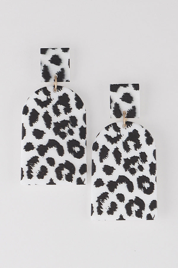 BRIT White & Black Leopard Earrings