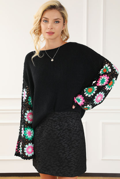 CRISTA Crochet Bell Sleeve Sweater