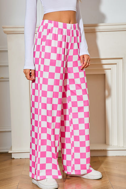 CHELSEA Checkered High Waisted Wide Leg Pants