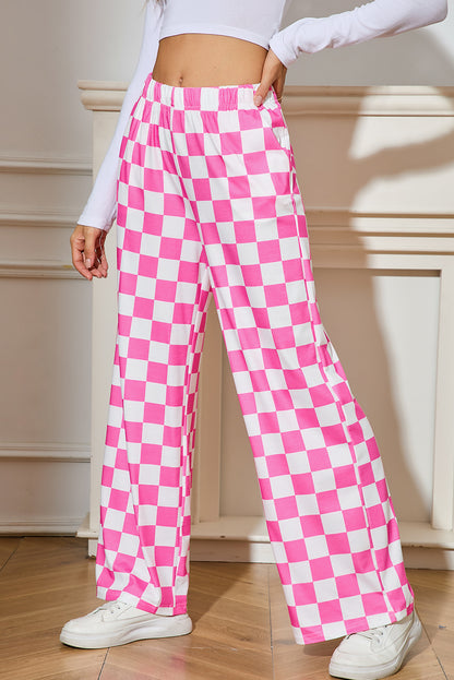 CHELSEA Checkered High Waisted Wide Leg Pants