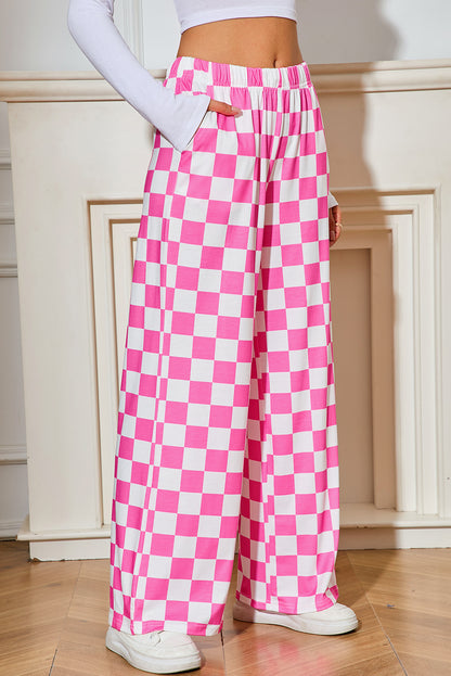 CHELSEA Checkered High Waisted Wide Leg Pants