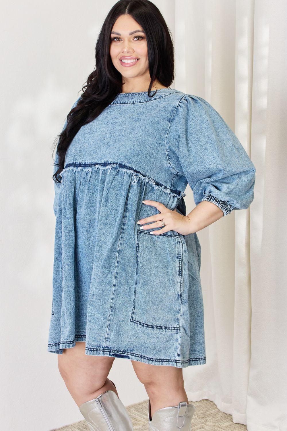 OLIVIA Oversized Denim Babydoll Dress