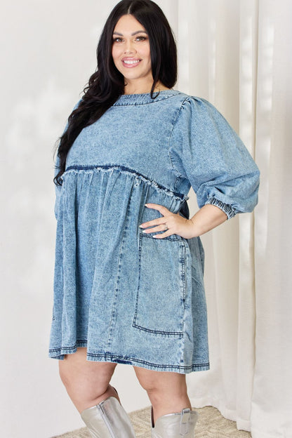 OLIVIA Oversized Denim Babydoll Dress