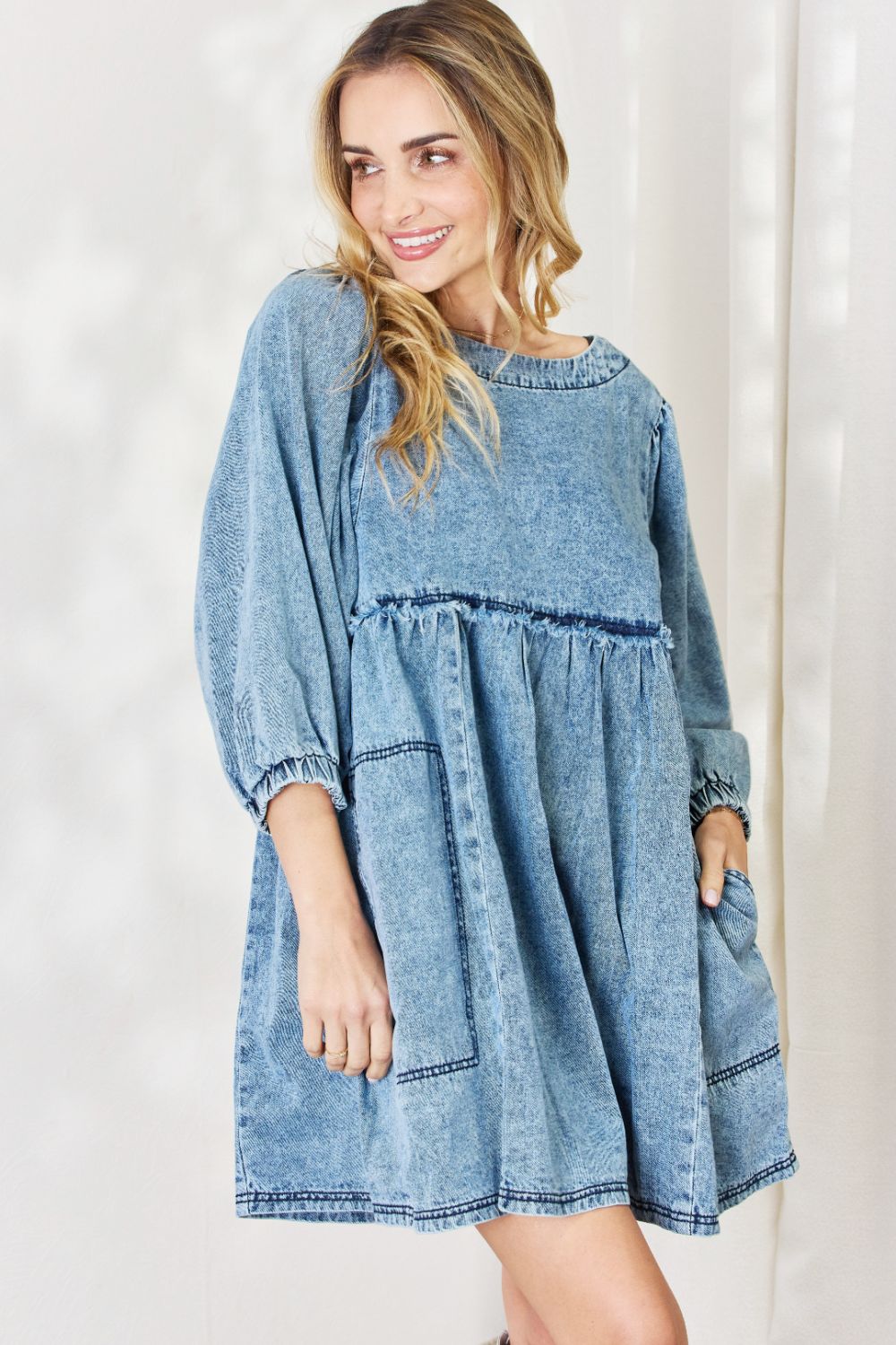 OLIVIA Oversized Denim Babydoll Dress