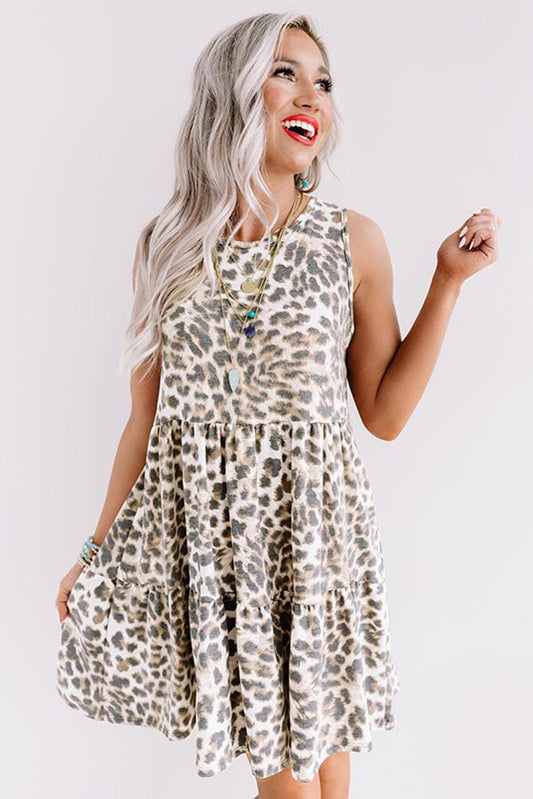 LEONA LEOPARD LAYERED TANK DRESS